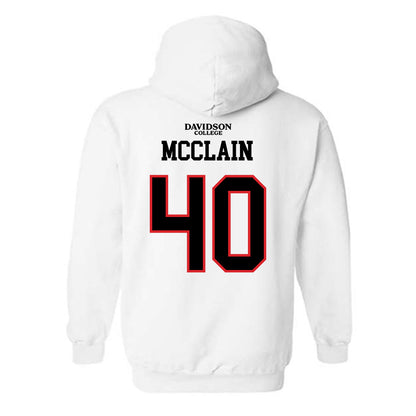 Davidson - NCAA Football : Carius McClain - White Replica Shersey Hooded Sweatshirt