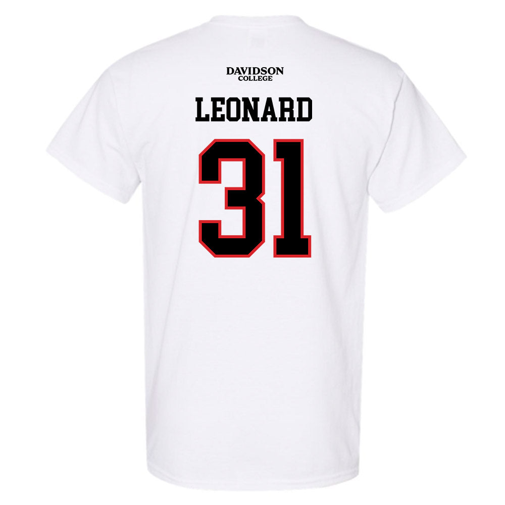 Davidson - NCAA Football : Michael Leonard - White Replica Shersey T-Shirt