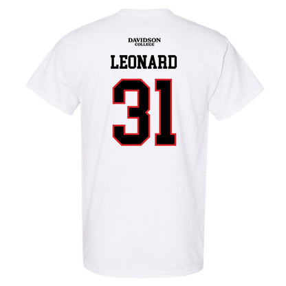 Davidson - NCAA Football : Michael Leonard - White Replica Shersey T-Shirt
