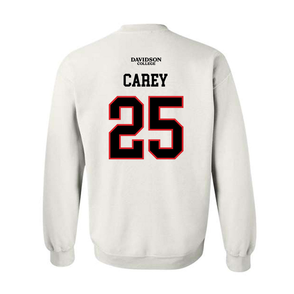 Davidson - NCAA Football : Aaron Carey - White Replica Shersey Crewneck Sweatshirt