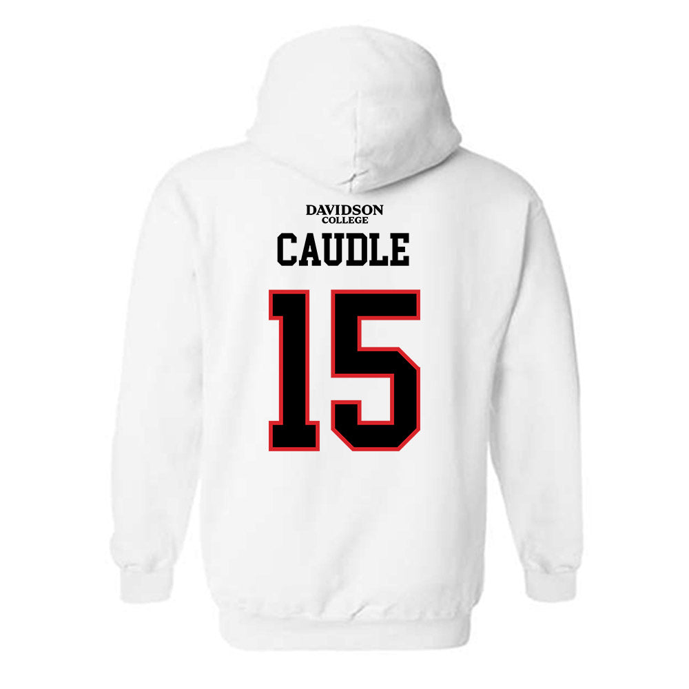Davidson - NCAA Football : Justin Caudle - White Replica Shersey Hooded Sweatshirt-1