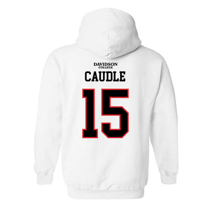 Davidson - NCAA Football : Justin Caudle - White Replica Shersey Hooded Sweatshirt-1