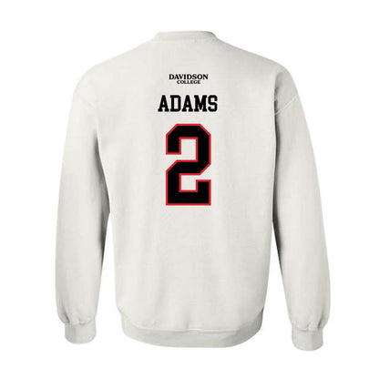 Davidson - NCAA Football : Mari Adams - White Replica Shersey Crewneck Sweatshirt