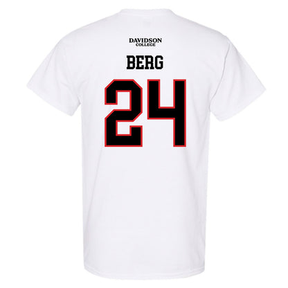 Davidson - NCAA Football : Brodey Berg - White Replica Shersey T-Shirt-1