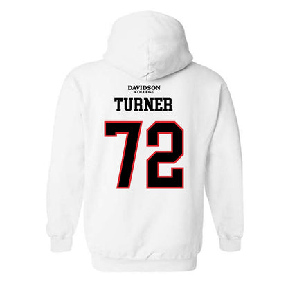 Davidson - NCAA Football : Liam Turner - White Replica Shersey Hooded Sweatshirt