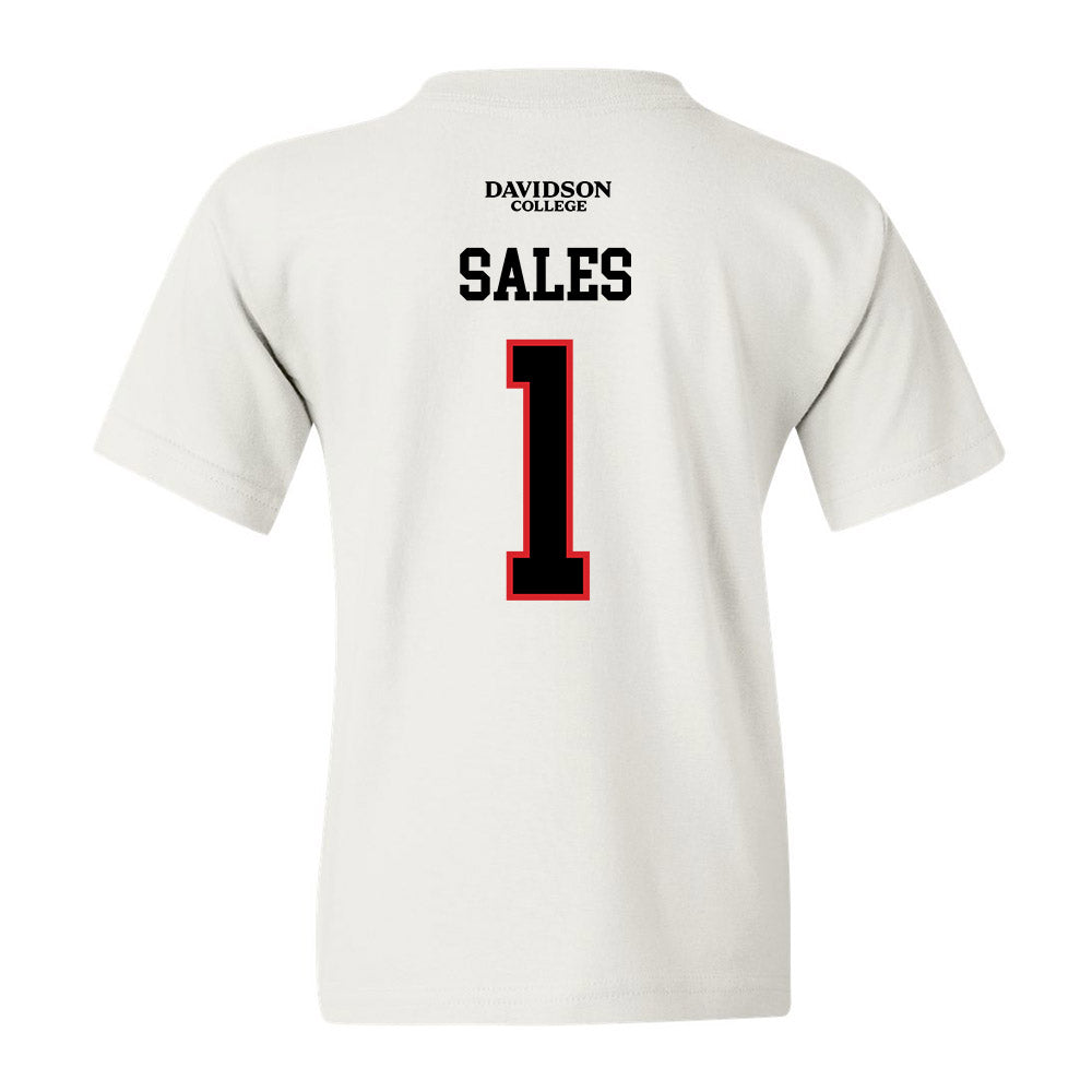 Davidson - NCAA Football : Jaleel Sales - White Replica Shersey Youth T-Shirt