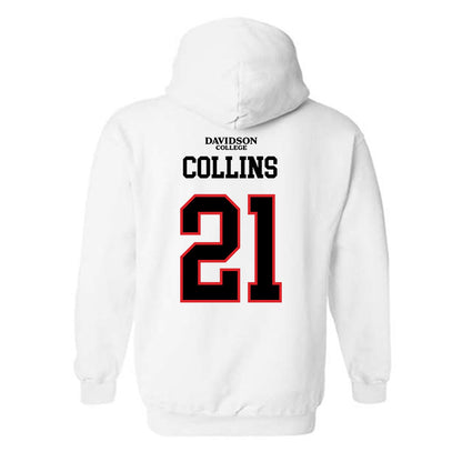 Davidson - NCAA Football : Caiden Collins - White Replica Shersey Hooded Sweatshirt-1