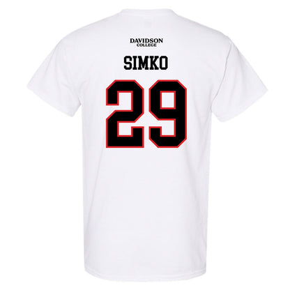 Davidson - NCAA Football : Carter Simko - White Replica Shersey T-Shirt-1