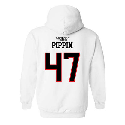 Davidson - NCAA Football : Nash Pippin - White Replica Shersey Hooded Sweatshirt-1