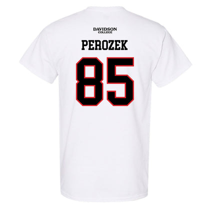 Davidson - NCAA Football : Jack Perozek - White Replica Shersey T-Shirt-1