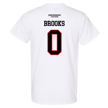 Davidson - NCAA Football : Hunter Brooks - White Replica Shersey T-Shirt-1