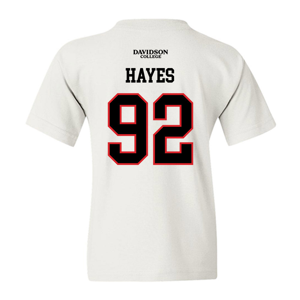 Davidson - NCAA Football : Christian Hayes - White Replica Shersey Youth T-Shirt-1