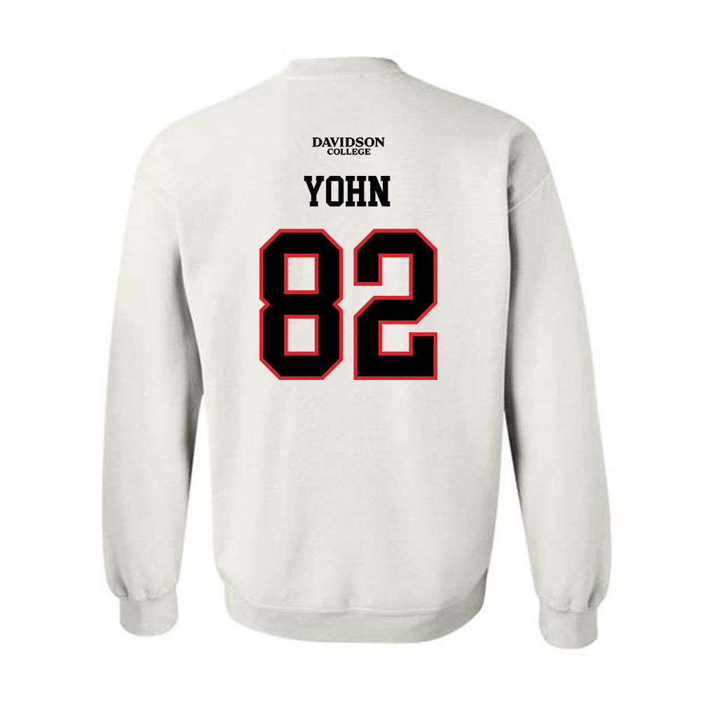 Davidson - NCAA Football : Gavin Yohn - White Replica Shersey Crewneck Sweatshirt