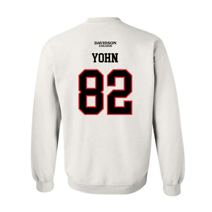 Davidson - NCAA Football : Gavin Yohn - White Replica Shersey Crewneck Sweatshirt