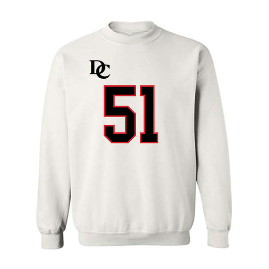 Davidson - NCAA Football : Tom Luther - White Replica Shersey Crewneck Sweatshirt