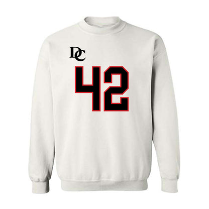 Davidson - NCAA Football : Dallas Brown - White Replica Shersey Crewneck Sweatshirt