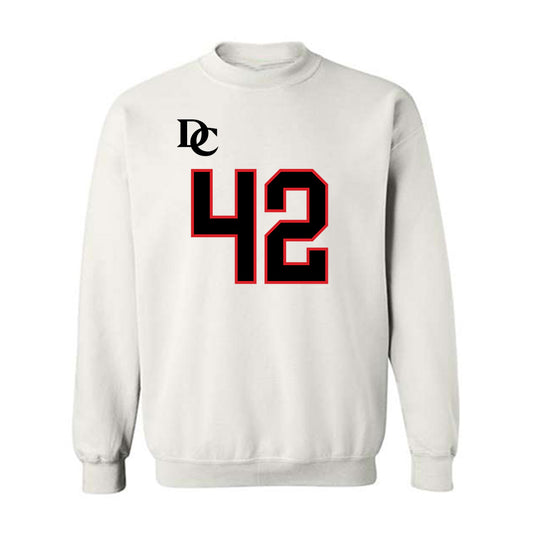 Davidson - NCAA Football : Dallas Brown - White Replica Shersey Crewneck Sweatshirt