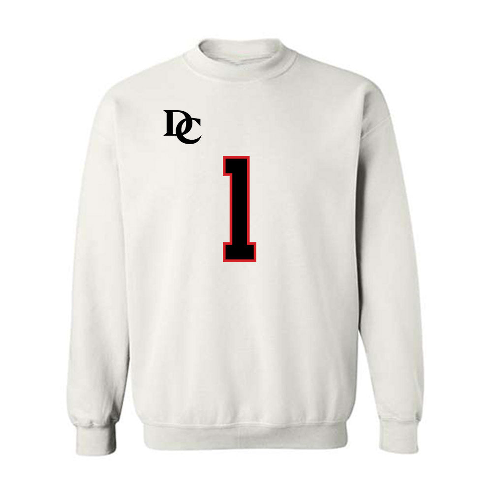 Davidson - NCAA Football : Dominic Njoku - White Replica Shersey Crewneck Sweatshirt