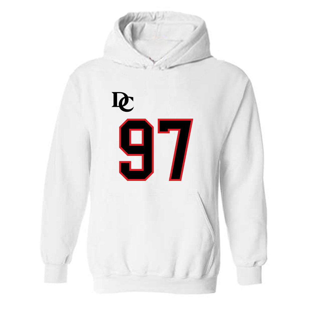 Davidson - NCAA Football : Liam McMann - White Replica Shersey Hooded Sweatshirt-0