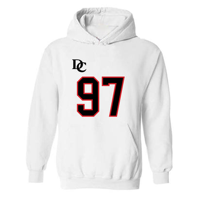 Davidson - NCAA Football : Liam McMann - White Replica Shersey Hooded Sweatshirt-0