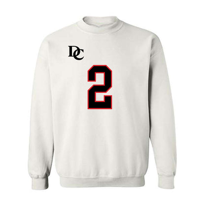 Davidson - NCAA Football : Mari Adams - White Replica Shersey Crewneck Sweatshirt