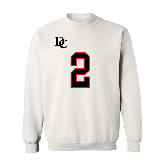 Davidson - NCAA Football : Mari Adams - White Replica Shersey Crewneck Sweatshirt