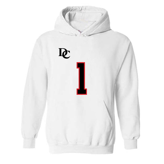 Davidson - NCAA Football : Dominic Njoku - White Replica Shersey Hooded Sweatshirt