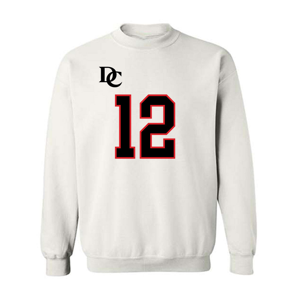Davidson - NCAA Football : Christian Lyons - White Replica Shersey Crewneck Sweatshirt-0