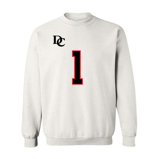 Davidson - NCAA Football : Jaleel Sales - White Replica Shersey Crewneck Sweatshirt