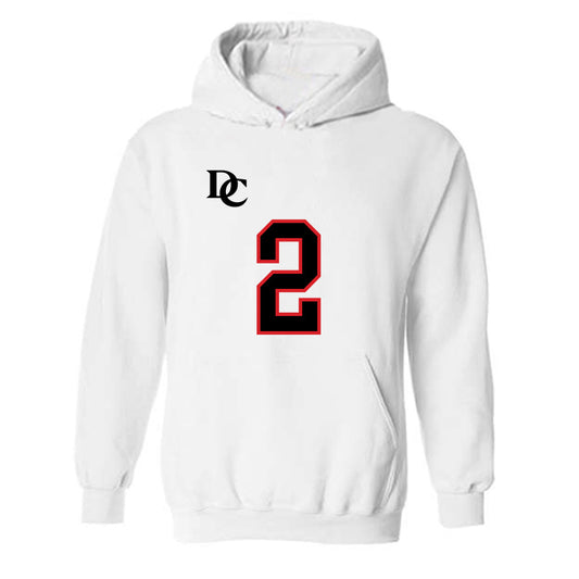 Davidson - NCAA Football : Mari Adams - White Replica Shersey Hooded Sweatshirt