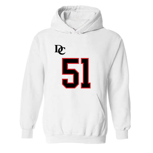 Davidson - NCAA Football : Tom Luther - White Replica Shersey Hooded Sweatshirt