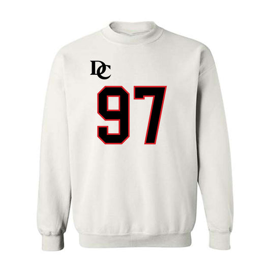 Davidson - NCAA Football : Liam McMann - White Replica Shersey Crewneck Sweatshirt-0