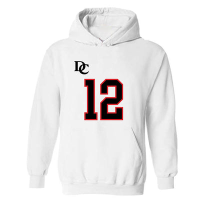 Davidson - NCAA Football : Christian Lyons - White Replica Shersey Hooded Sweatshirt-0