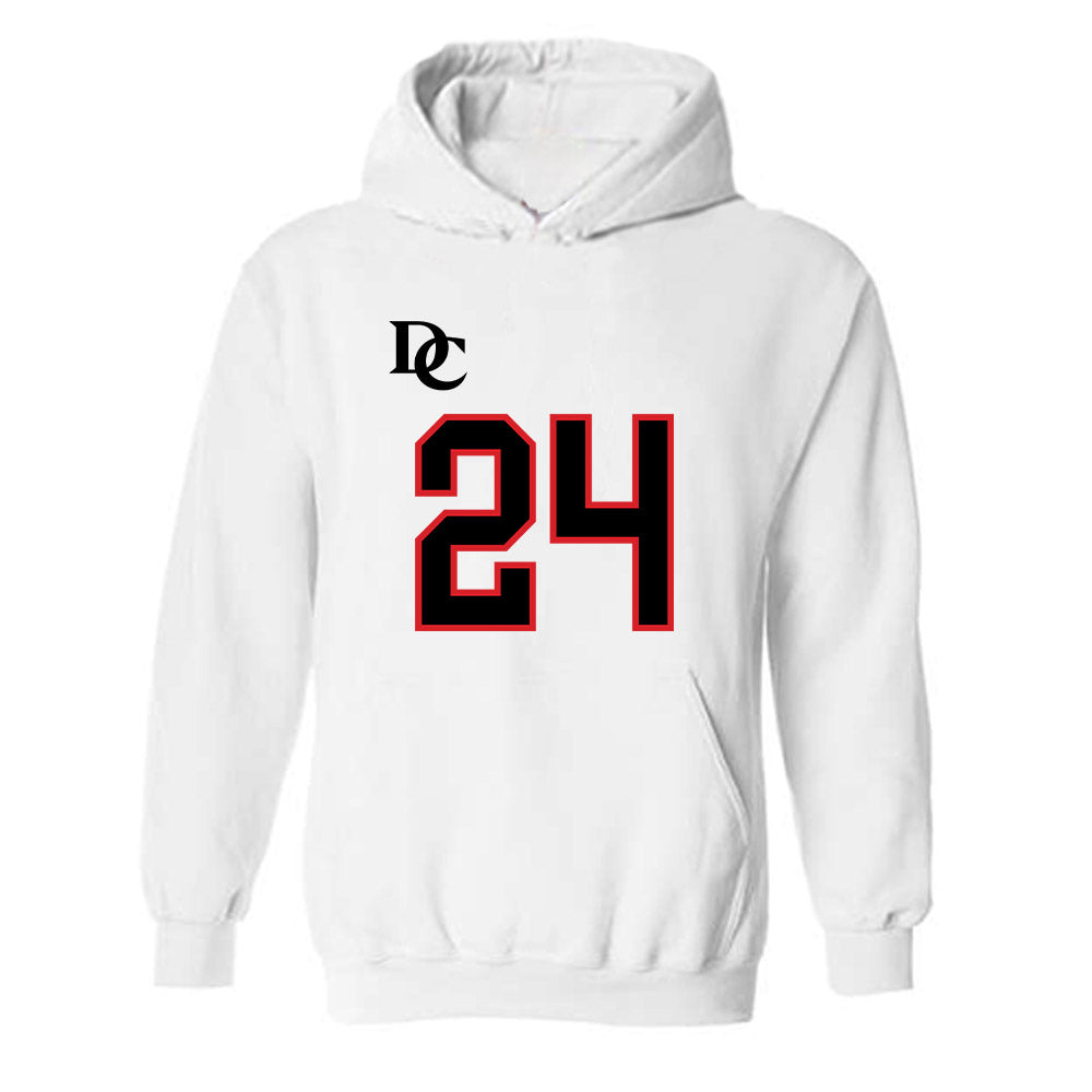 Davidson - NCAA Football : Brodey Berg - White Replica Shersey Hooded Sweatshirt-0