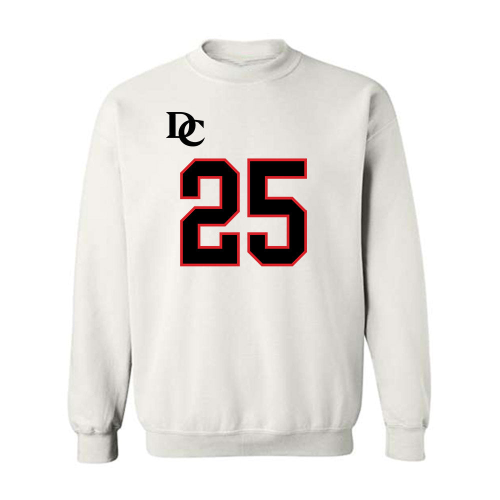 Davidson - NCAA Football : Aaron Carey - White Replica Shersey Crewneck Sweatshirt