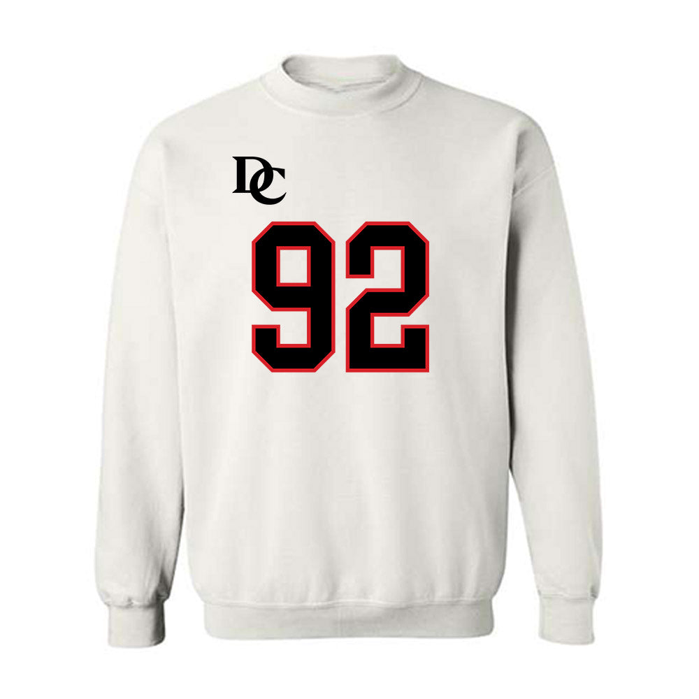 Davidson - NCAA Football : Christian Hayes - White Replica Shersey Crewneck Sweatshirt-0
