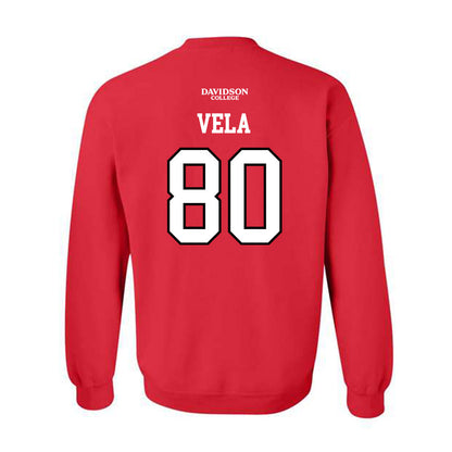 Davidson - NCAA Football : Xavier Vela - Orange Crewneck Sweatshirt-1