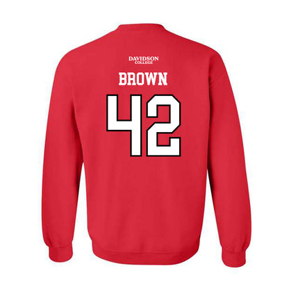 Davidson - NCAA Football : Dallas Brown - Orange Crewneck Sweatshirt