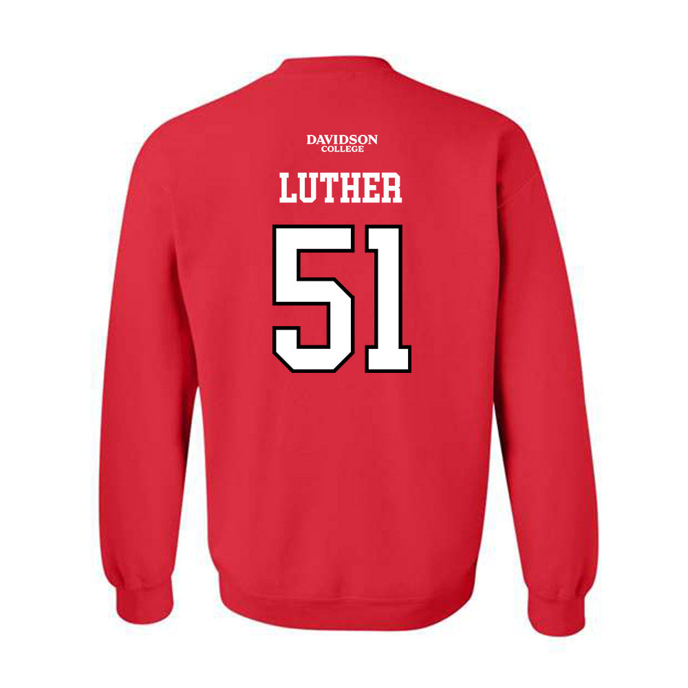 Davidson - NCAA Football : Tom Luther - Orange Crewneck Sweatshirt