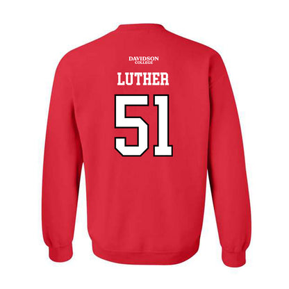 Davidson - NCAA Football : Tom Luther - Orange Crewneck Sweatshirt