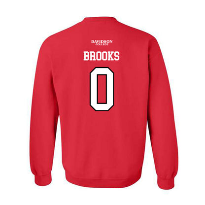 Davidson - NCAA Football : Hunter Brooks - Orange Crewneck Sweatshirt-1