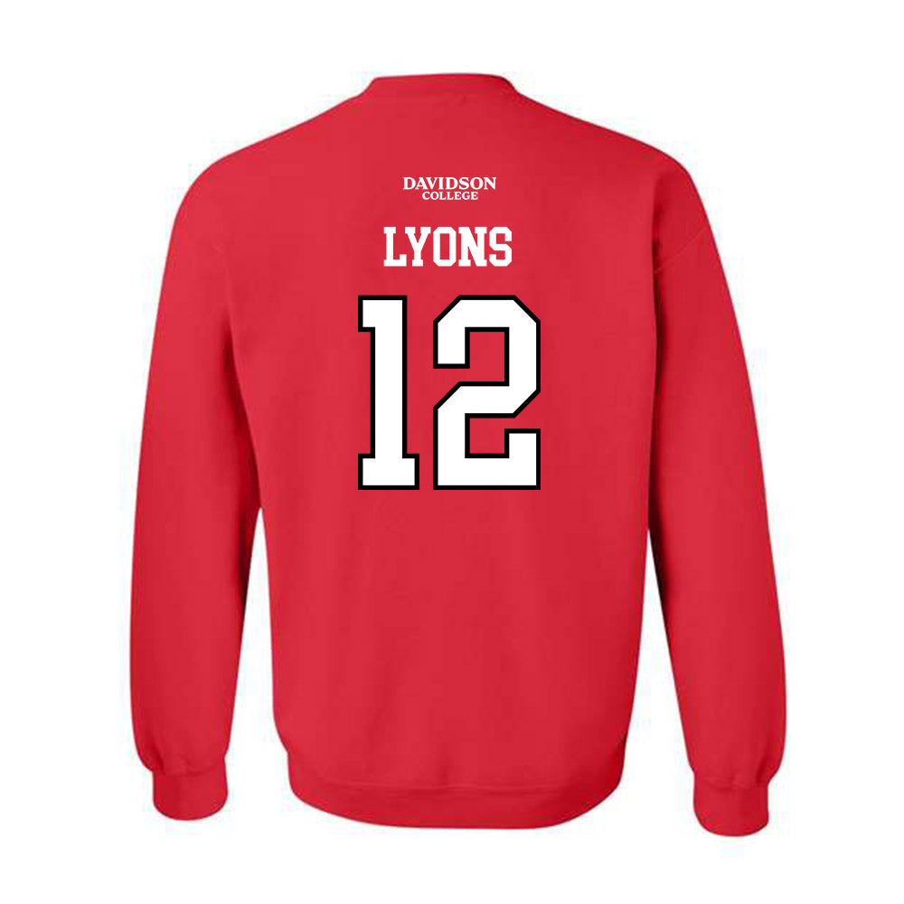 Davidson - NCAA Football : Christian Lyons - Orange Crewneck Sweatshirt-1