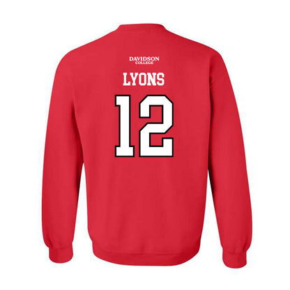 Davidson - NCAA Football : Christian Lyons - Orange Crewneck Sweatshirt-1
