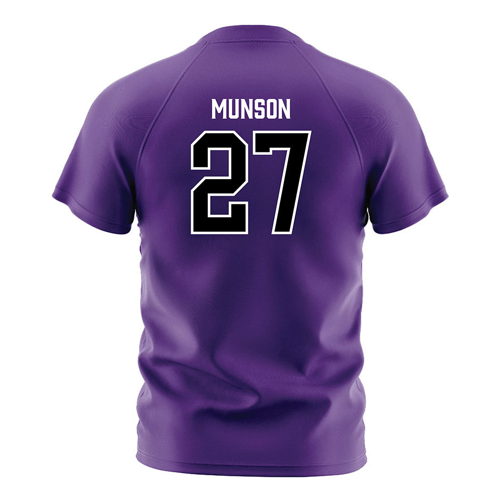 Furman - NCAA Men's Soccer : Luke Munson - Purple Soccer Jersey-1