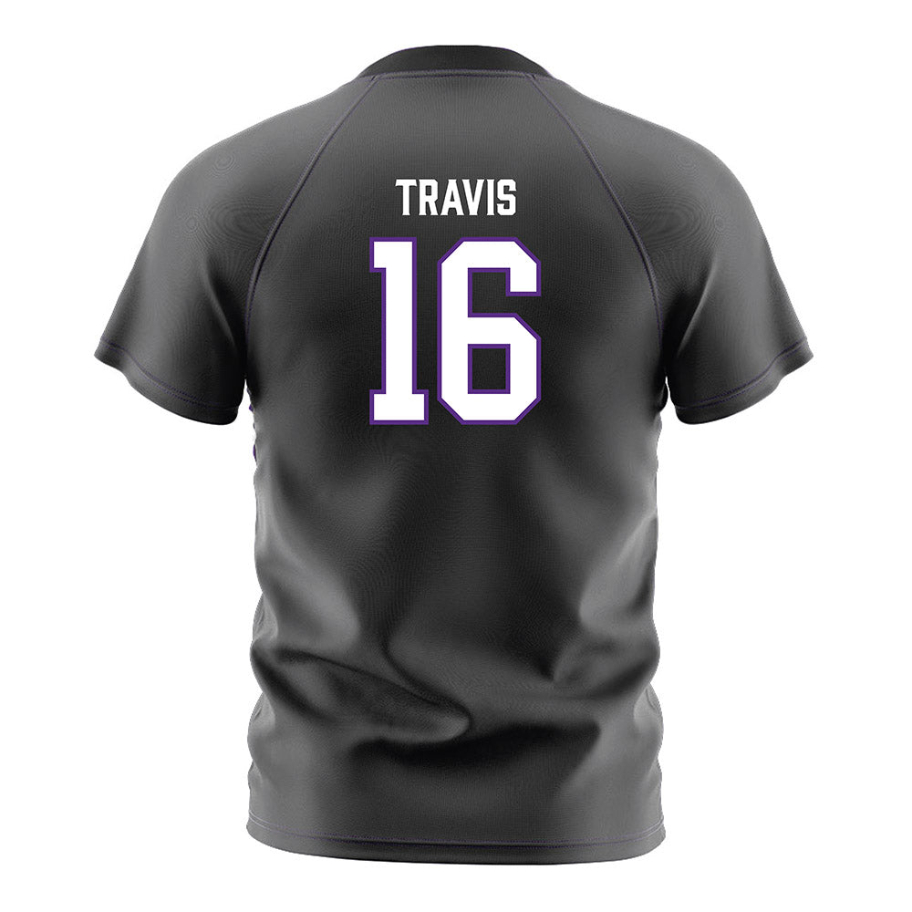 Furman - NCAA Men's Soccer : Grayson Travis - Black Soccer Jersey-1