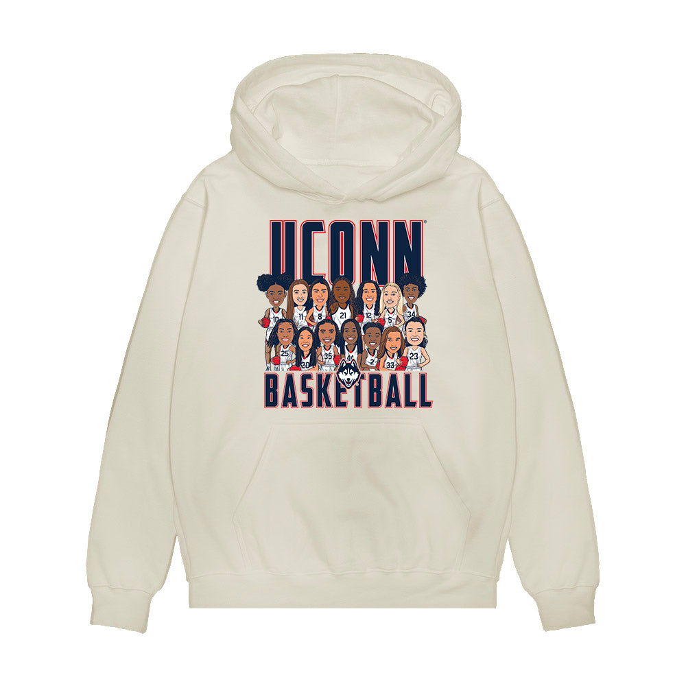 UConn - NCAA Women's Basketball : - Team Caricature Premium Hooded Sweatshirt-0
