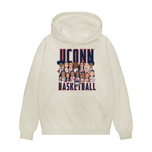 UConn - NCAA Women's Basketball : - Team Caricature Premium Hooded Sweatshirt-0