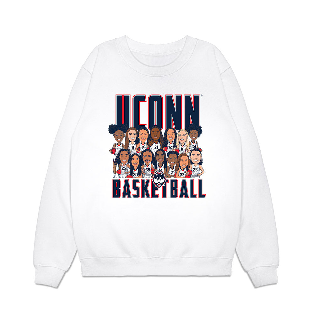 UConn - NCAA Women's Basketball : - Team Caricature Premium Crewneck Sweatshirt-0