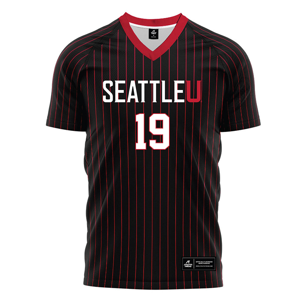 Seattle - NCAA Women's Soccer : Emma de la Cruz - Black Red Stripe Soccer Jersey