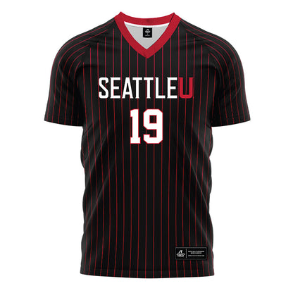 Seattle - NCAA Women's Soccer : Emma de la Cruz - Black Red Stripe Soccer Jersey